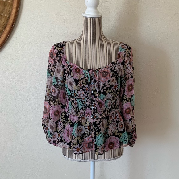 Anthropologie Maeve Floral Pink Blouse Top Women’s S NWT - Picture 2 of 9